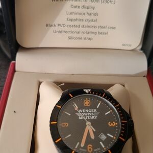 Wenger Swiss Military Black and Orange Watch